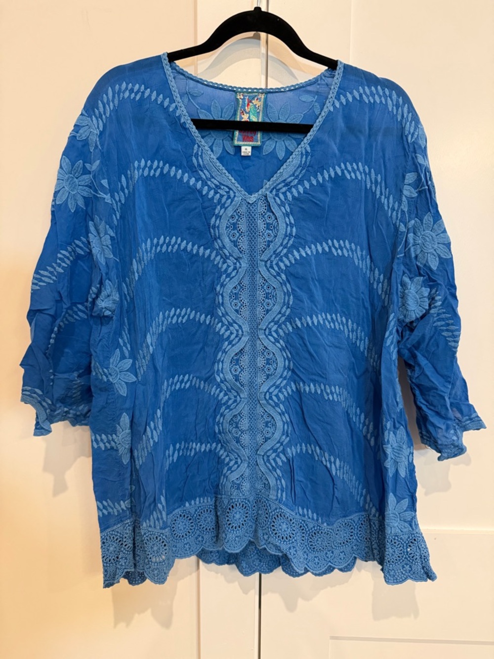 Johnny Was Milano Tunic in Blue Size XL EUC Cottagore Cabincore Boho - Picture 2 of 13